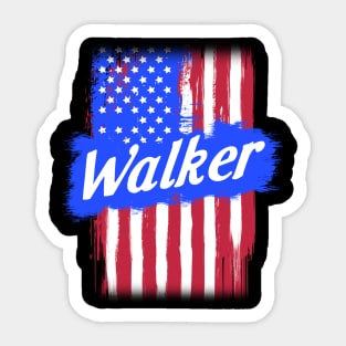 American Flag Walker Family Gift For Men Women, Surname Last Name Sticker